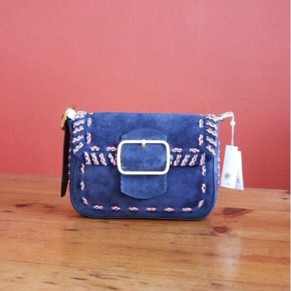 NWT Tory Burch Sawyer Stitch Suede Shoulder Bag - Picture 3 of 8